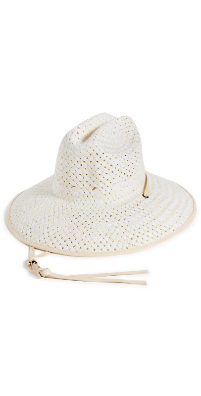 Lele Sadoughi Checkered Straw Hat White Washed