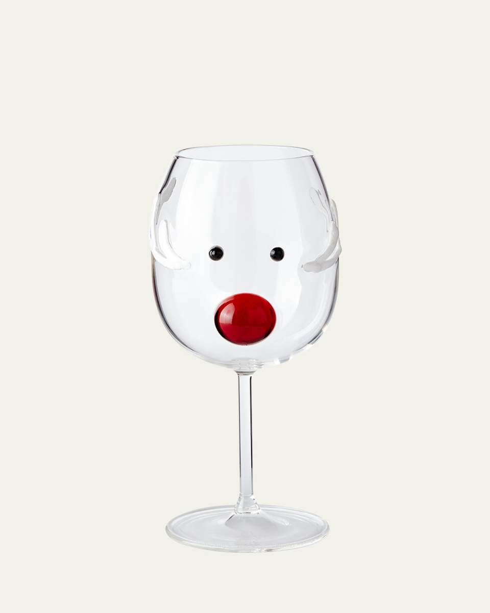 Reindeer Wine Glass