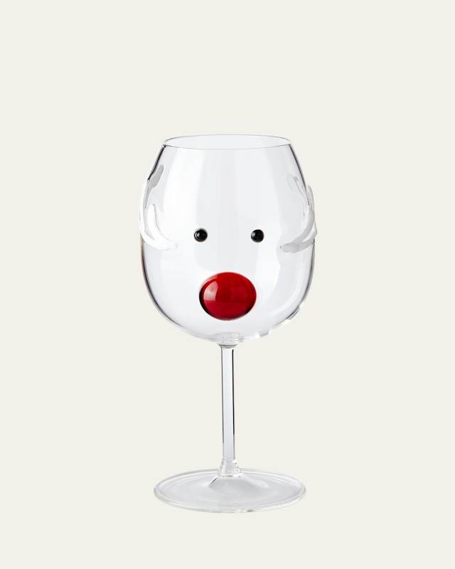 Reindeer Wine Glass