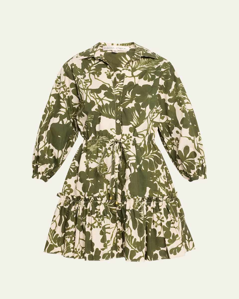 Robin Puff-Sleeve Floral Poplin Mini Dress