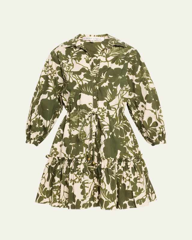 Robin Puff-Sleeve Floral Poplin Mini Dress