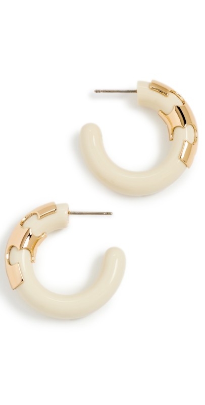 Tory Burch Resin Hoop Earrings Tory Gold/Cream