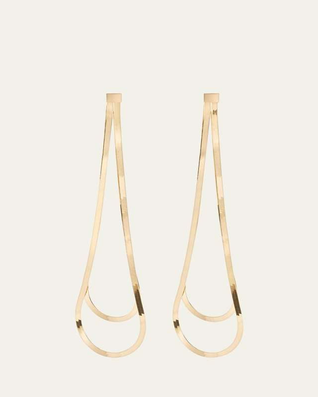 Linear Looped Herringbone Earrings, 5.5"L