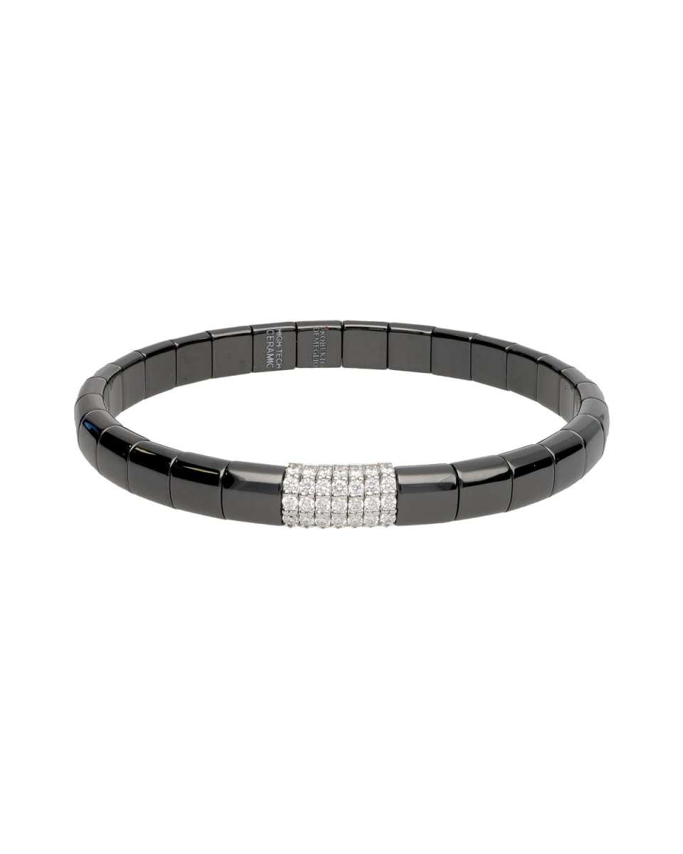 Pura Matte Black Ceramic & 18K White Gold Bracelet with Diamonds, 0.49 tdcw
