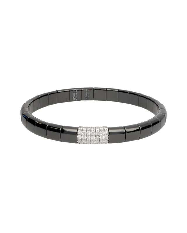 Pura Matte Black Ceramic & 18K White Gold Bracelet with Diamonds, 0.49 tdcw