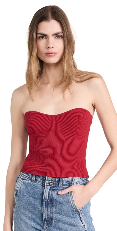 Reformation Jenni Strapless Sweater Lipstick