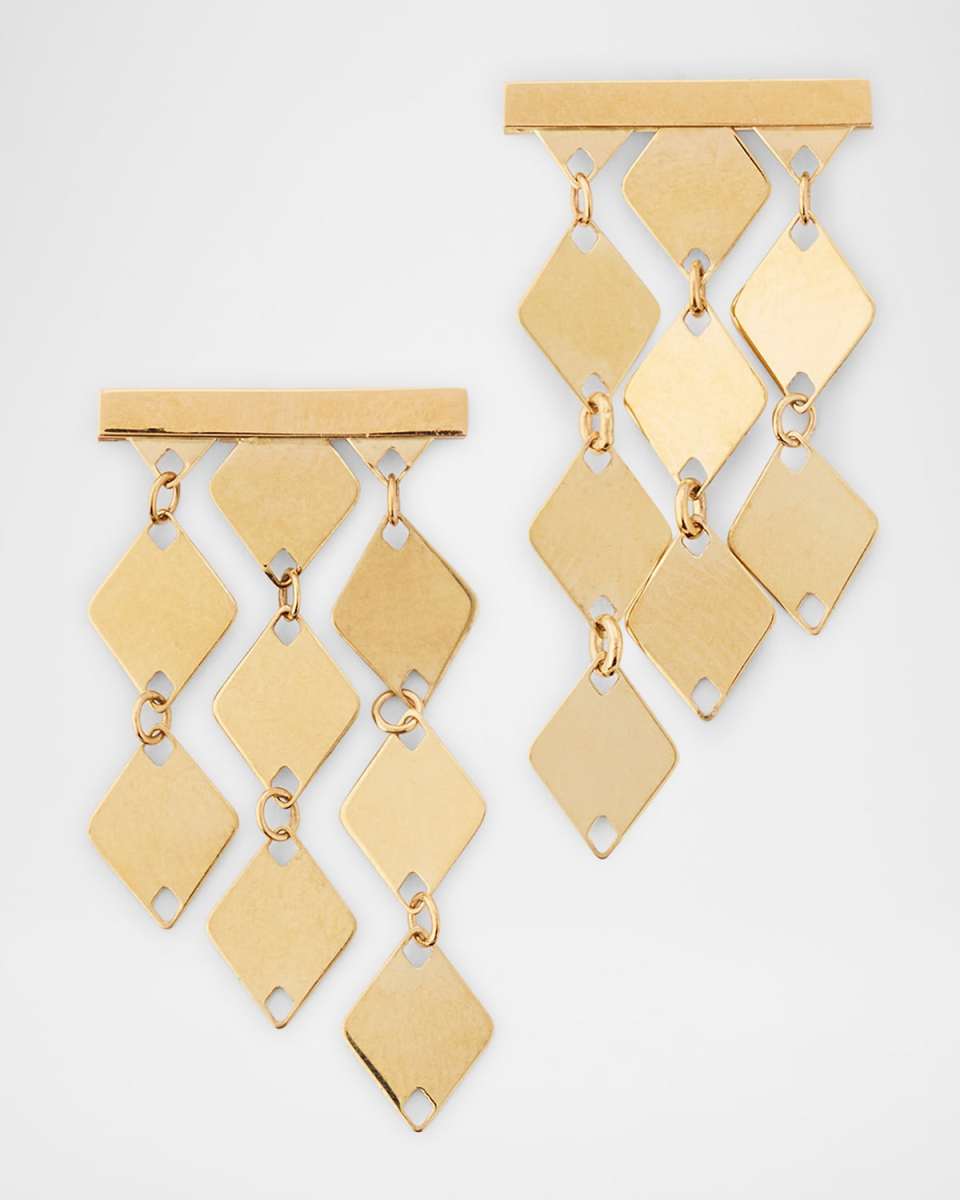 14K Yellow Gold Laser Kite Bar Earrings