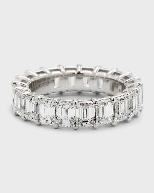 Platinum Emerald-Cut FG/VS Diamond Eternity Band, Size 6.25, 6.2tcw