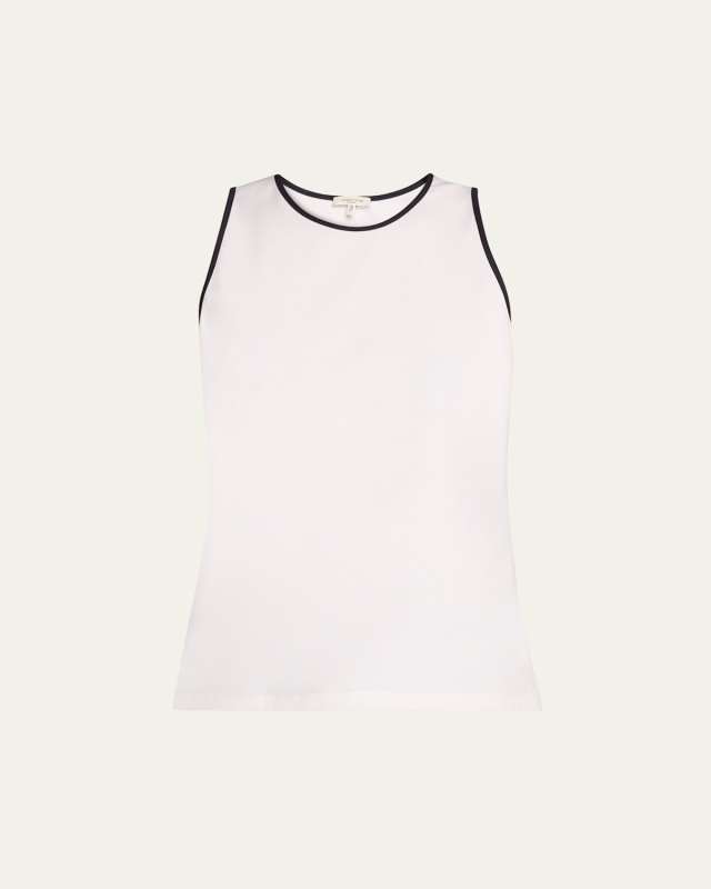 Crewneck Contrast-Trim Cotton Tank