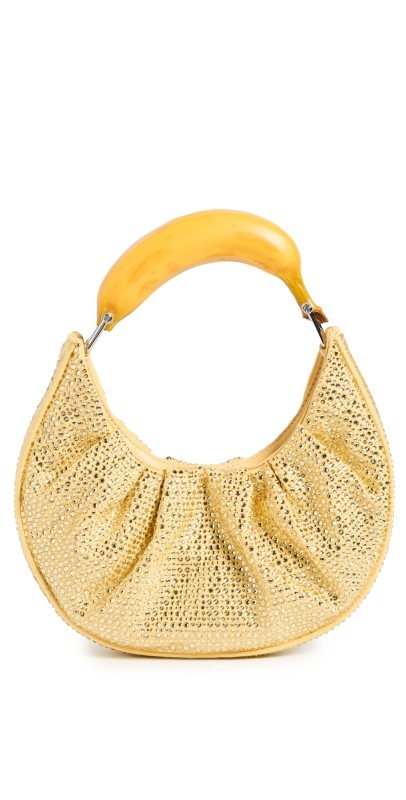 Puppets and Puppets Rhinestone Banana Hobo Bag Yellow