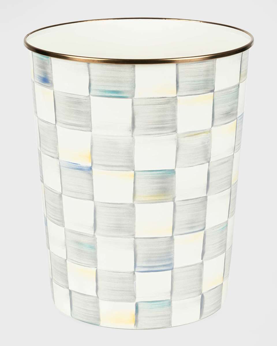 Sterling Check Enamel Waste Bin