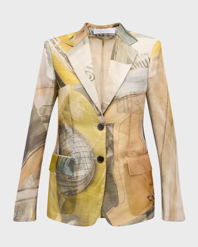 Sheer Printed Blazer