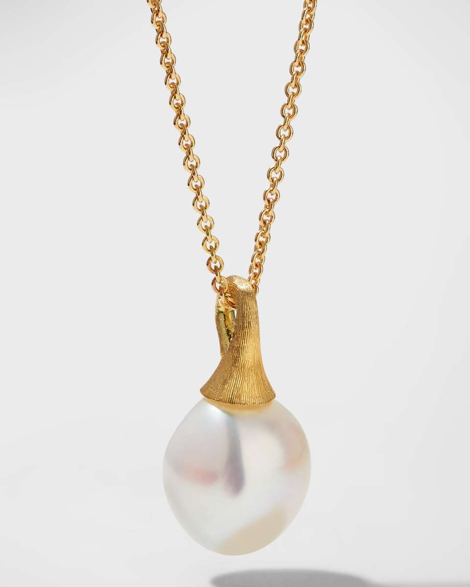Africa 18K Yellow Gold Pearl Pendant Necklace