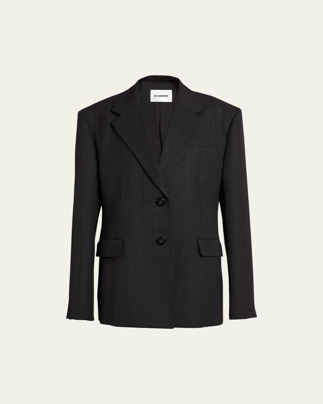 Boxy Fit Tailor Made Single Breasted Two Button Blazer.