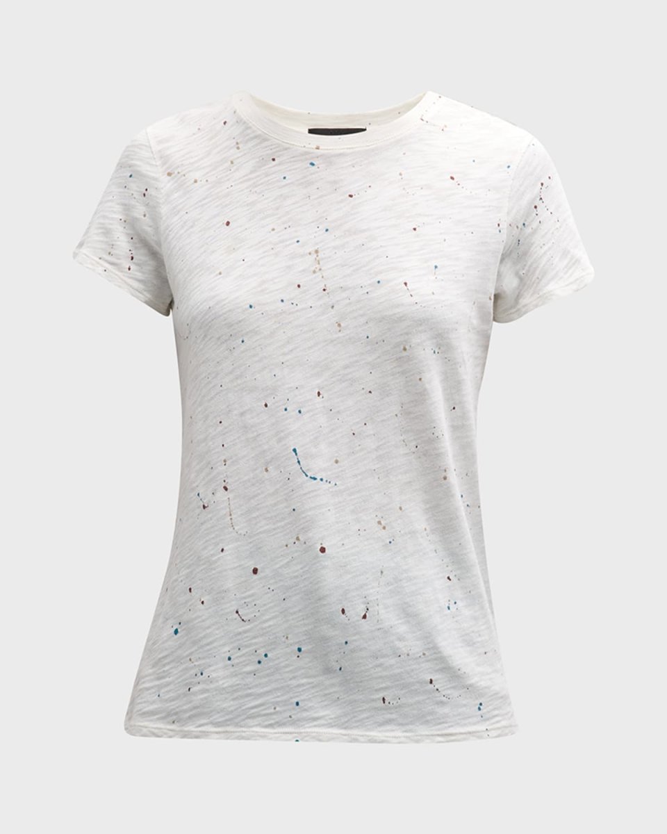 Splatter-Paint Slub Jersey Short-Sleeve Tee