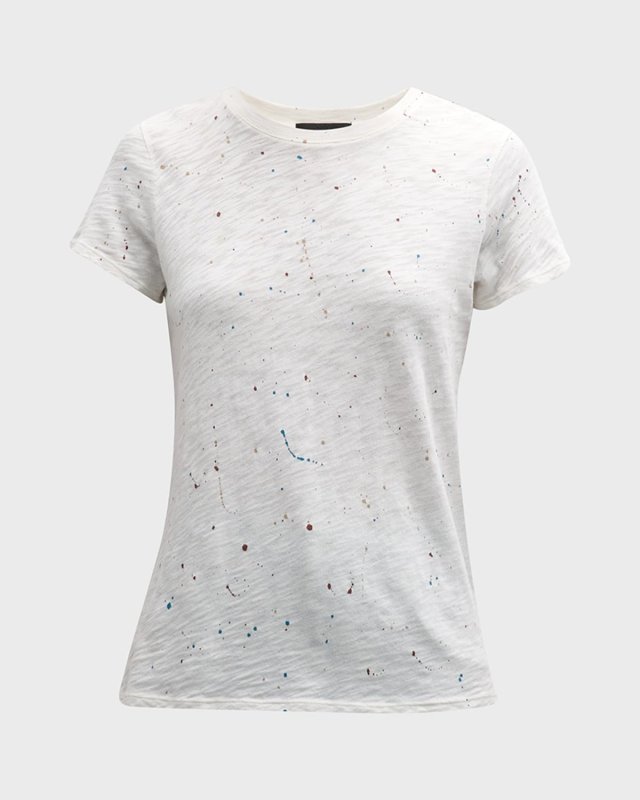 Splatter-Paint Slub Jersey Short-Sleeve Tee