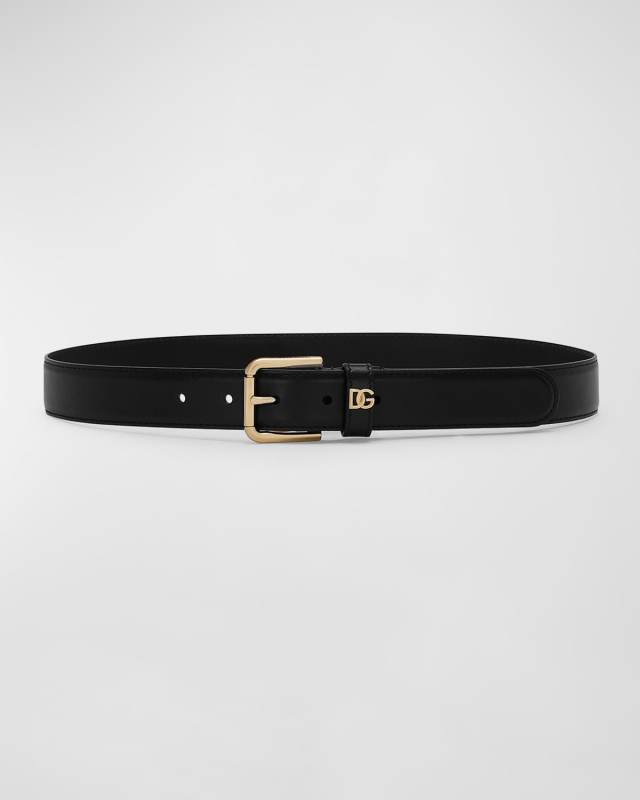 Interlocking DG Smooth Leather Belt