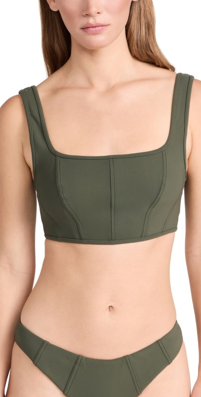 SIMKHAI Zeke Bustier Bikini Top Army