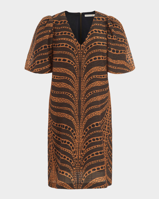 Kiki Textured Blouson-Sleeve Mini Dress