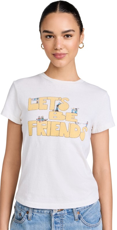 RE/DONE Classic Tee Lets Be Friends Vintage White