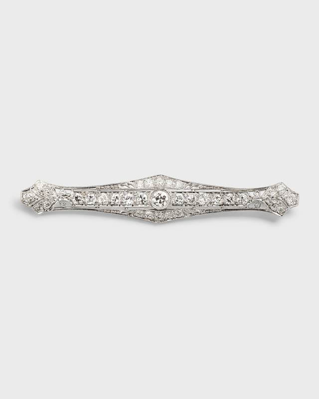 Platinum Diamond Filigree Bar Pin
