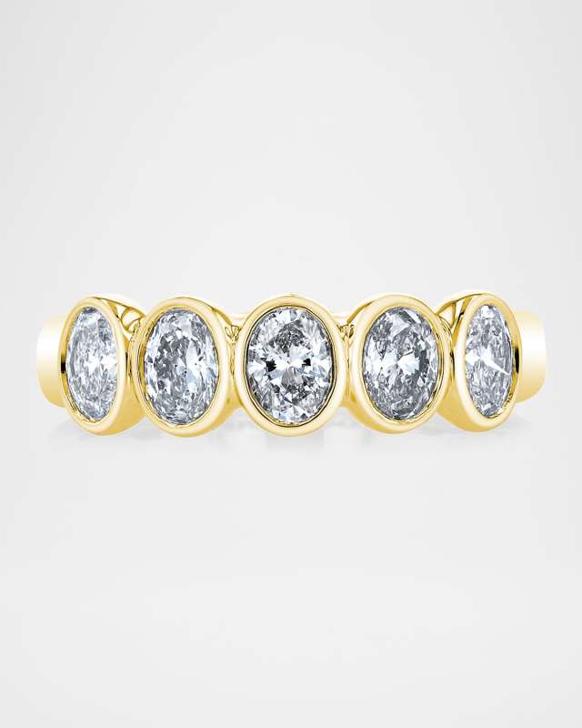 x Christina Adamo 18K Gold 5-Stone Oval Diamond Bezel-Set Band Ring, 1.25tcw