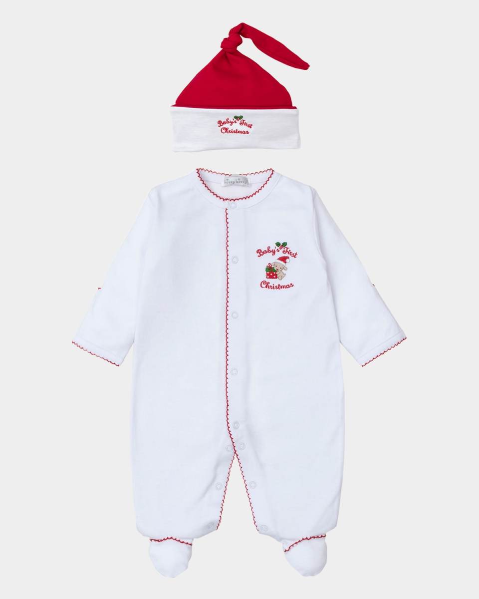 Kid's Baby's First Christmas Footie & Hat Set, Size Newbor