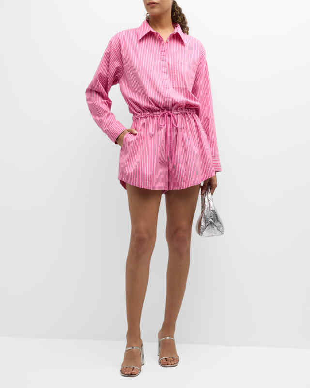 Amelie Striped Drawstring Romper
