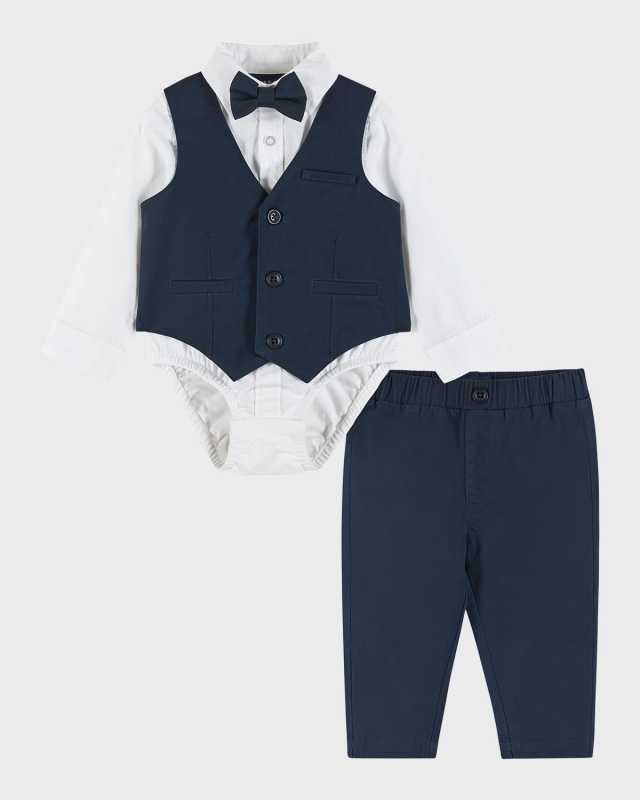 Boy's Four-Piece Woven Suit Set, Size Newborn-24