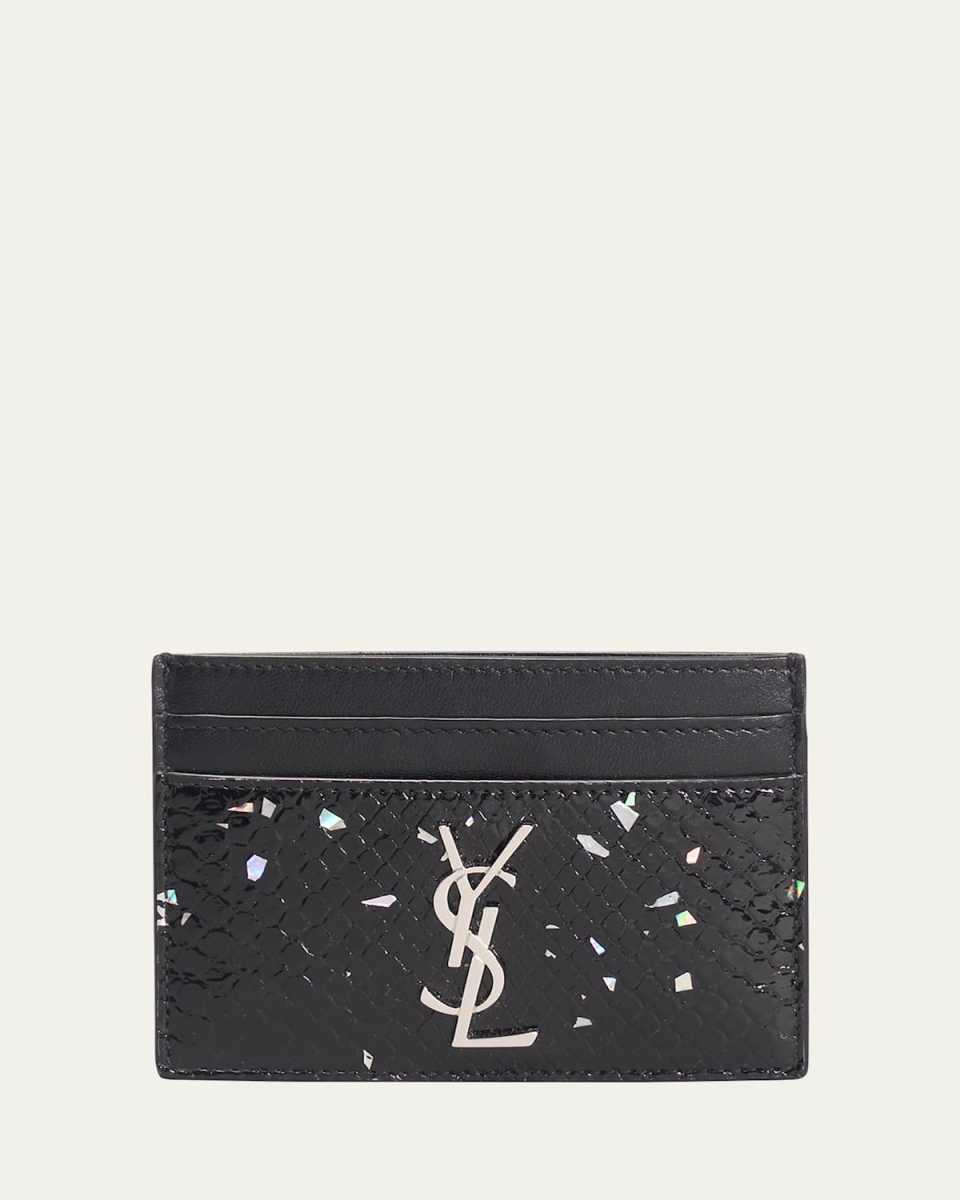 YSL Monogram Card Case in Python