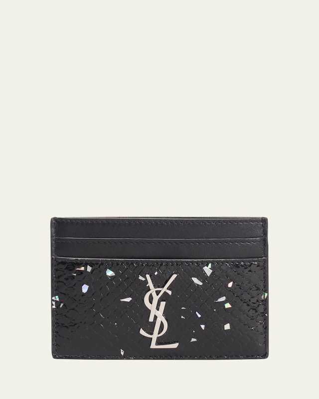 YSL Monogram Card Case in Python