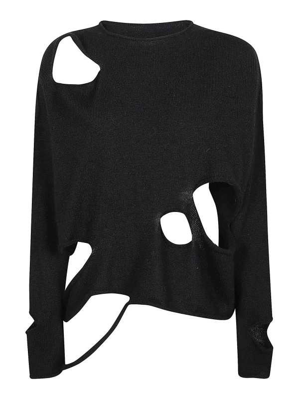 Yohji Yamamoto Pull Col Bateau - Noir