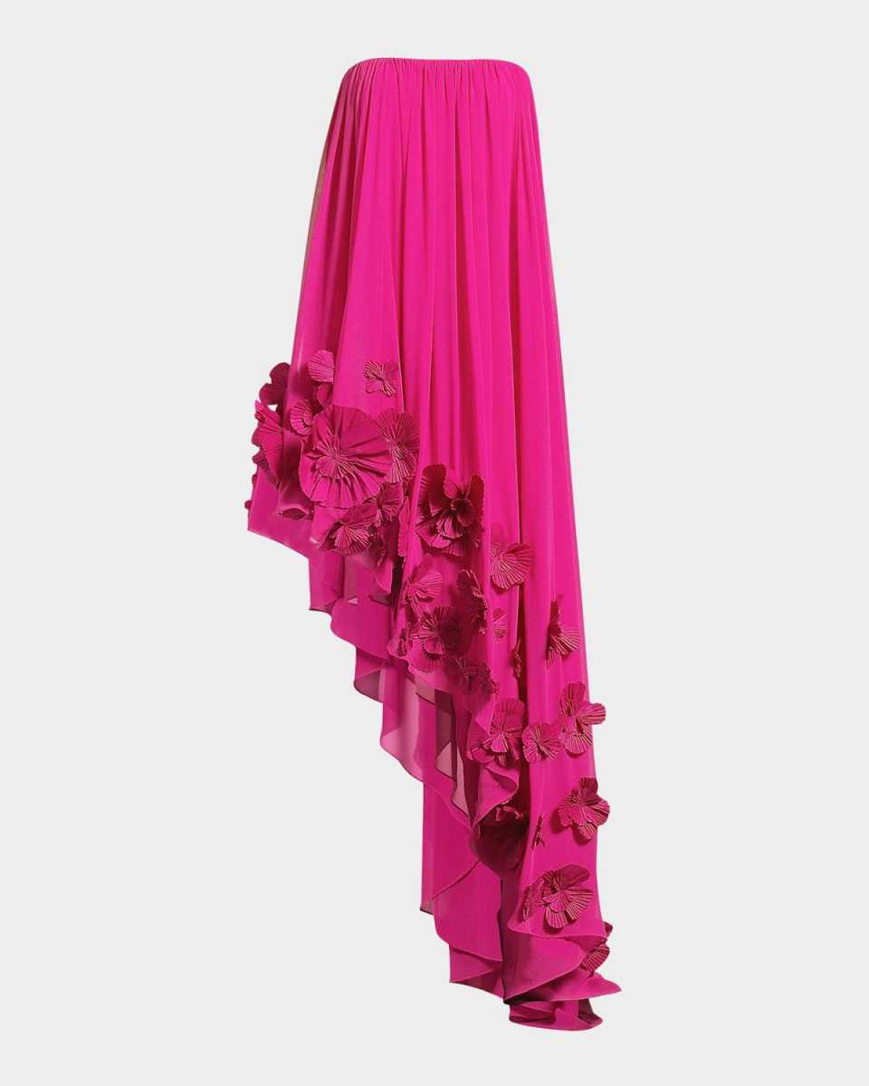 Strapless High-Low Trapeze Gown
