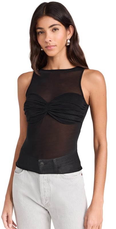 Reformation Rose Knit Top Black