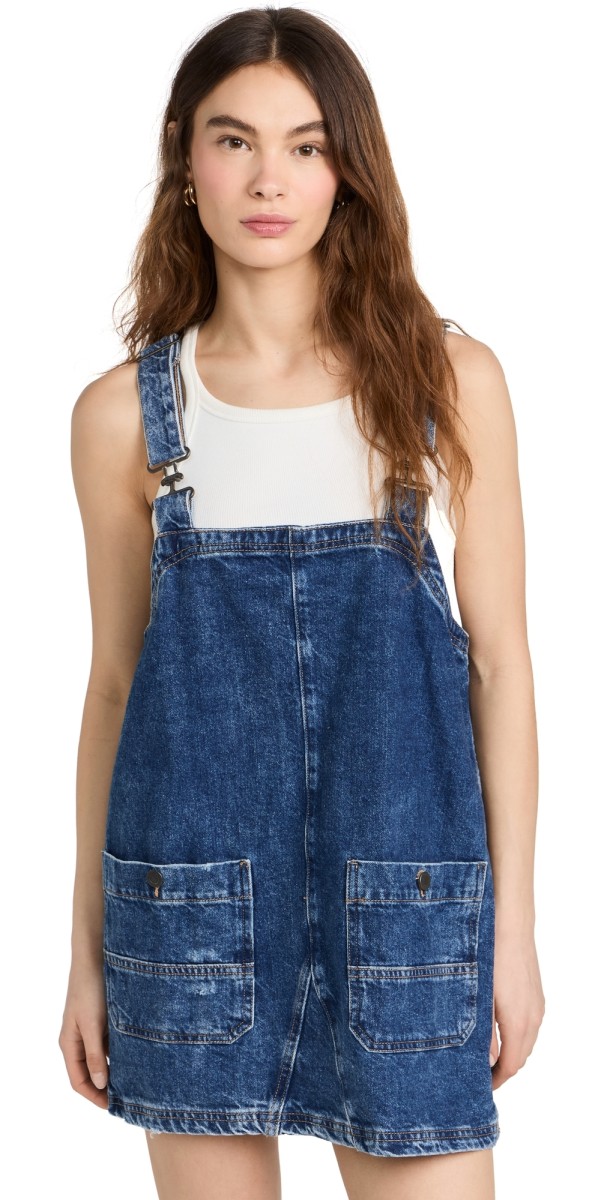 Free People Smock Mini Dress Overalls Sapphire Wash