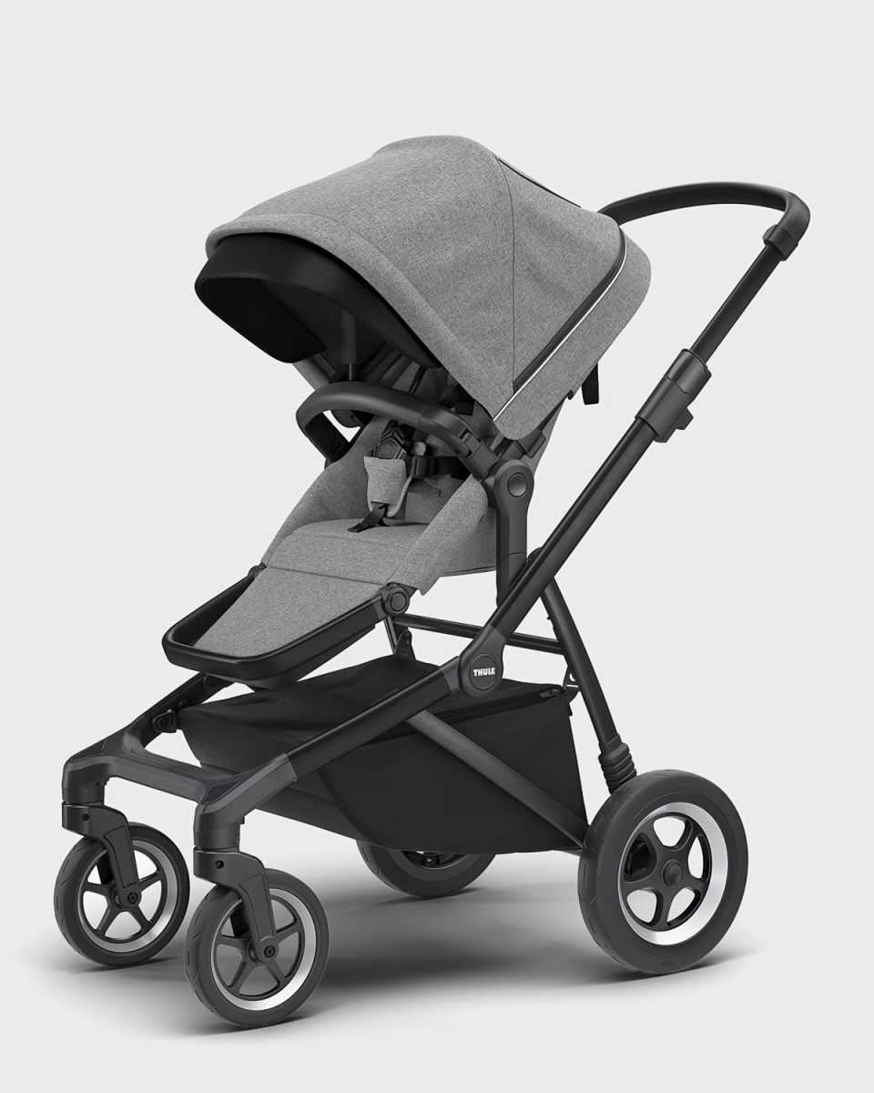 Sleek Convertible Stroller, Grey Melange