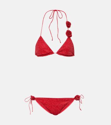 Oseree Lumière floral-appliqué bikini