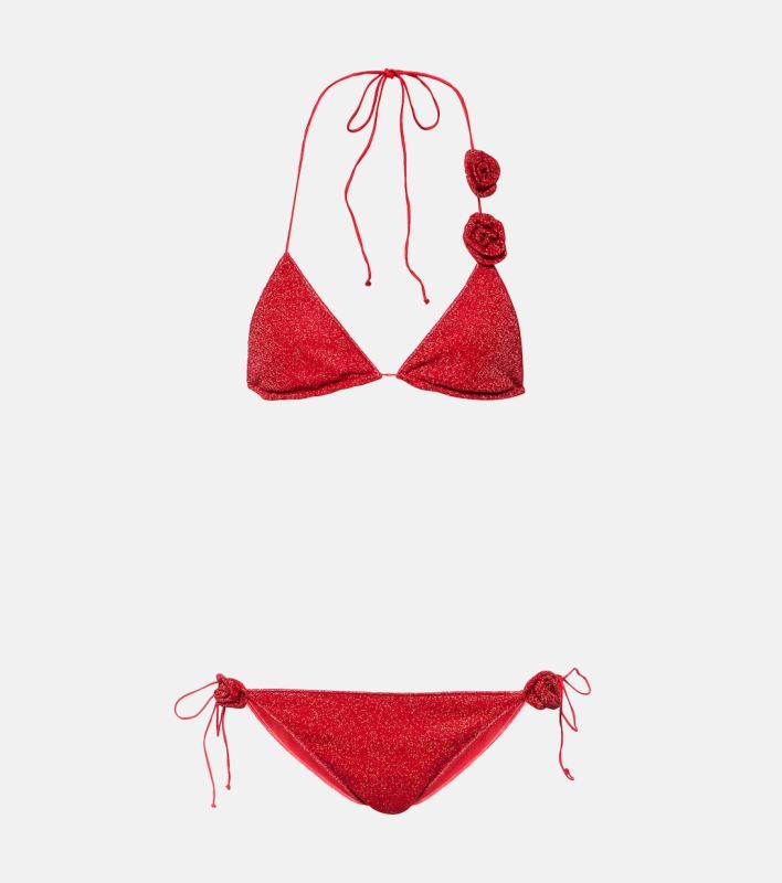 Oseree Lumière floral-appliqué bikini