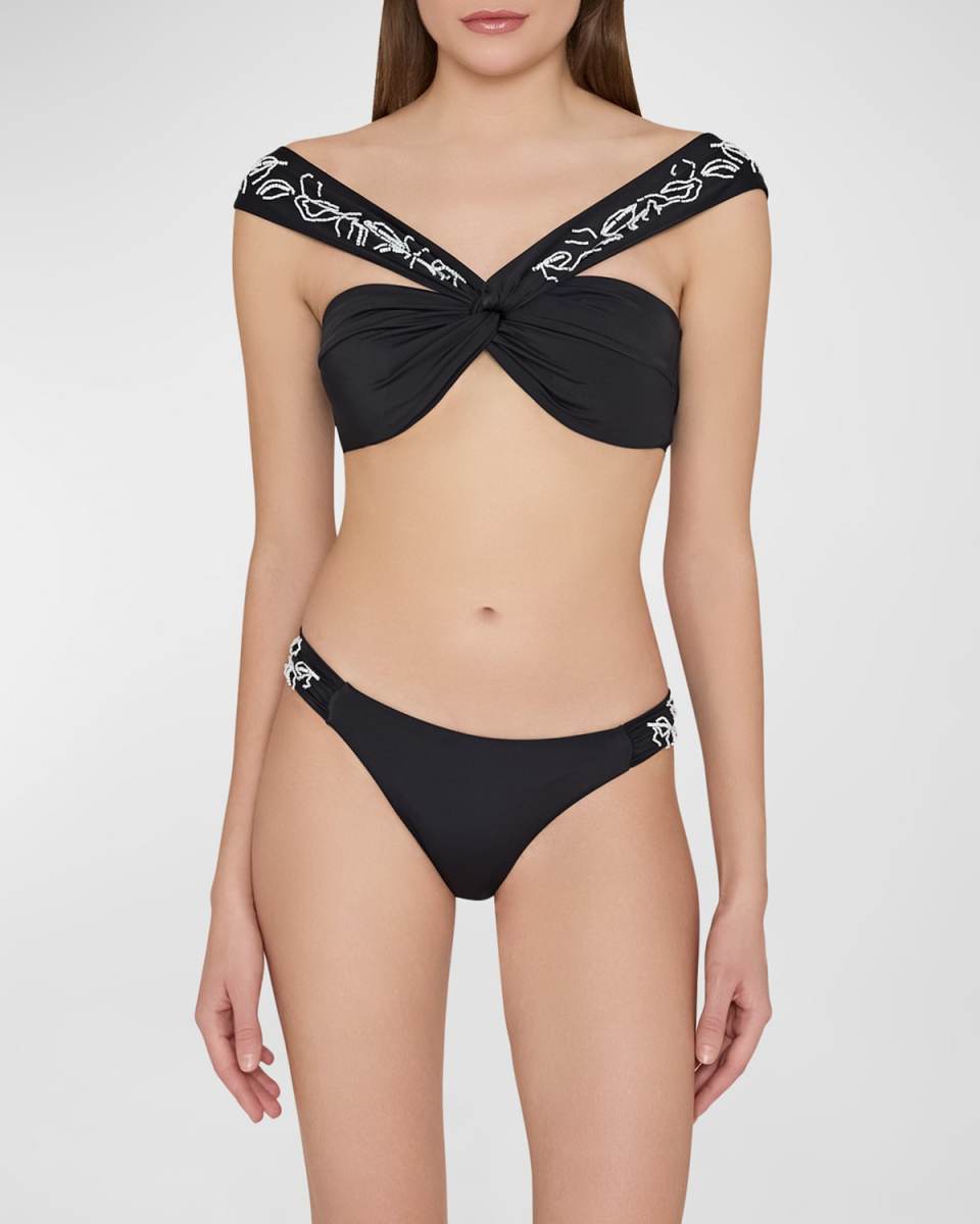 Beaded Applique Bikini Bottoms