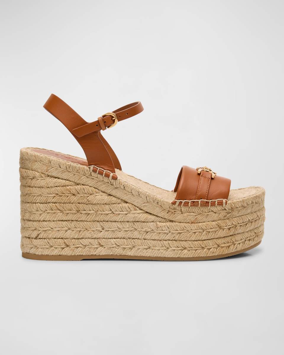 Medusa Leather Wedge Espadrille Sandals