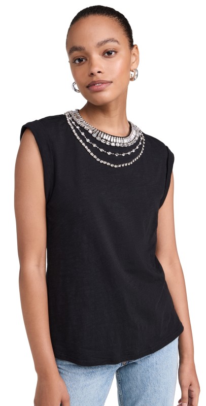 Cinq à Sept Chunky Rhinestone Bella Tee Black