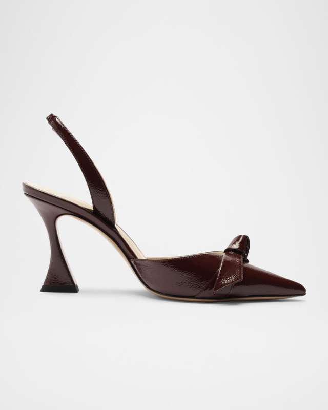 Clarita Bell Leather Bow Slingback Pumps