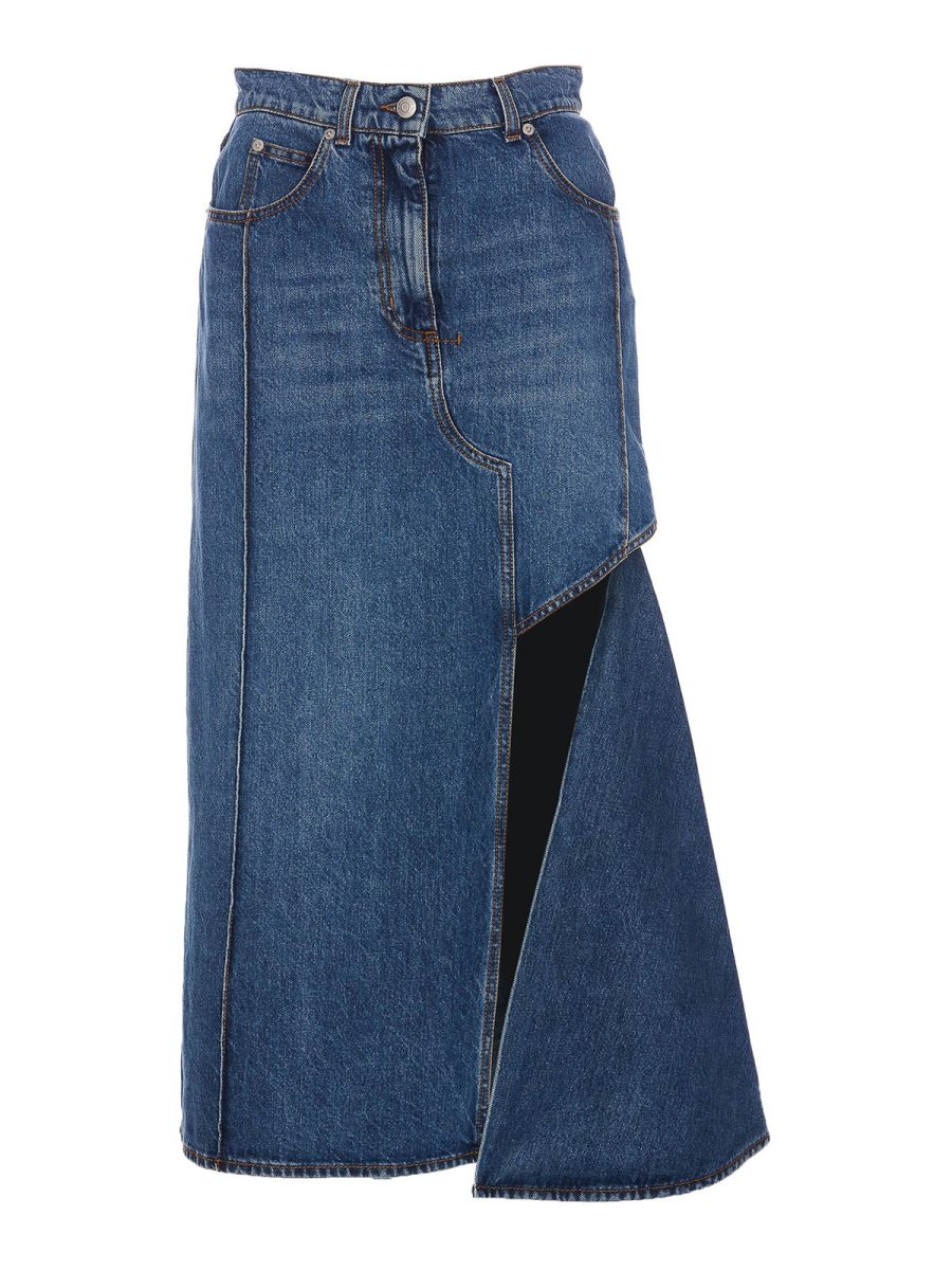 Alexander Mcqueen Jupe Midi - Bleu