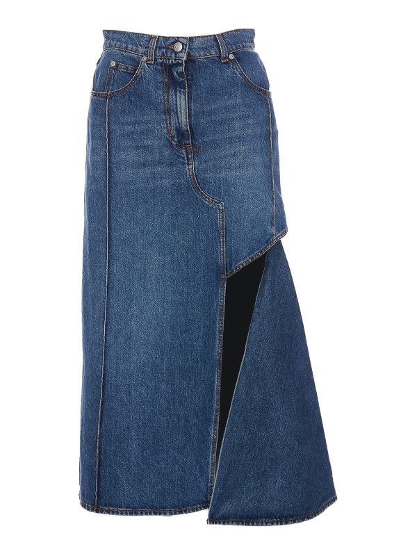 Alexander Mcqueen Jupe Midi - Bleu