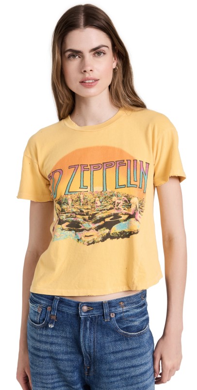 MADEWORN ROCK Led Zeppelin Crop Tee Lemon
