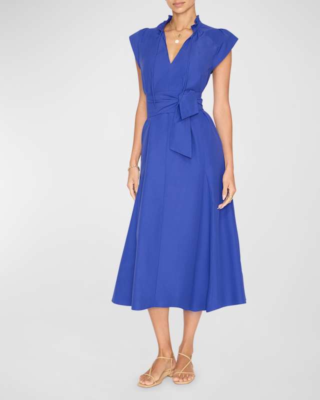 Newport Cap-Sleeve A-Line Midi Dress