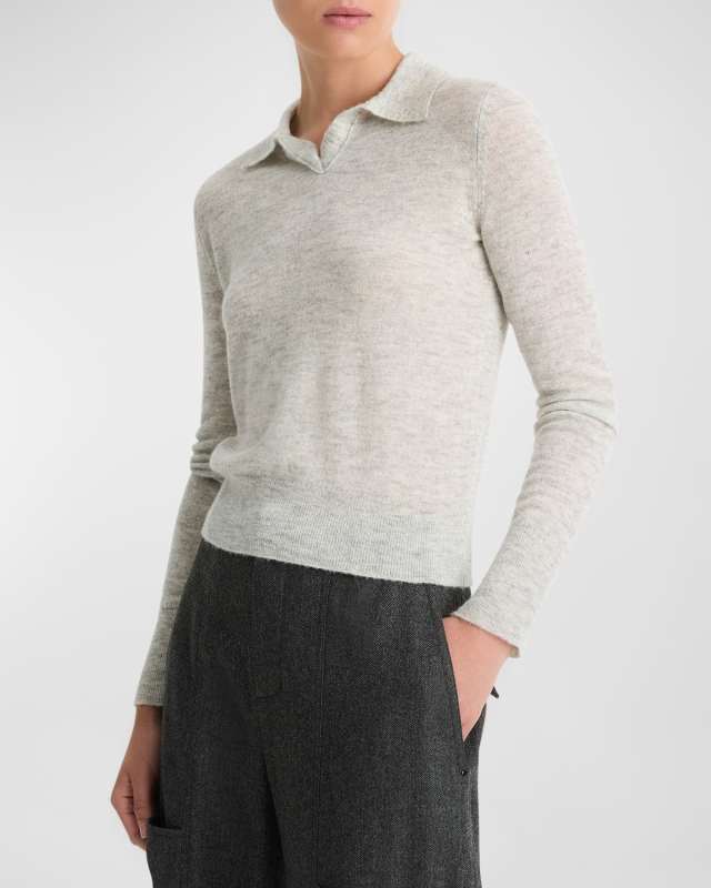 Silk-Blend Polo Sweater