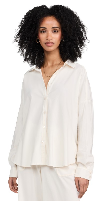 Splendid x Cella Jane Poplin Button Down Ivory