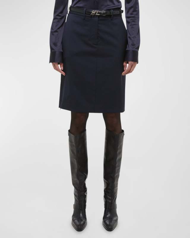 Wool Zip Pencil Skirt
