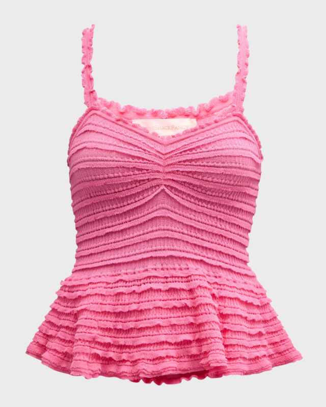 Azami Pleated Frill Peplum Top